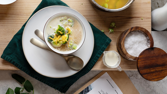 Protein-Packed Creamy Broccoli & Cheddar Soup with Viking Vitality Mix